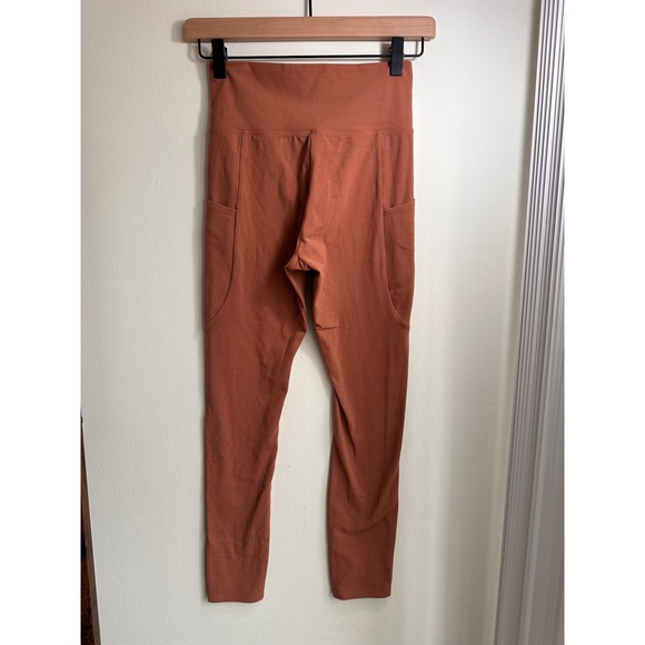 REI Co Op Women's Small High Waisted Pocket Leggings Rust Orange - Picture 3 of 4